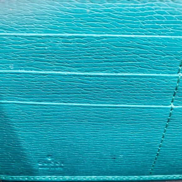 Auth GUCCI Blooms Long Green Painted Leather Zippy Wallet Very Good Preloved - Picture 10 of 11